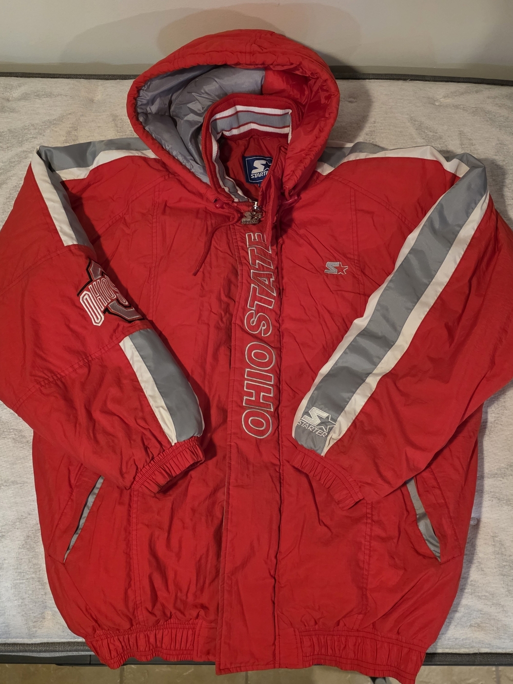 🔥 RARE VINTAGE 1990s OHIO STATE UNIVERSITY BUCKEYES STARTER PUFFER JACKET 🔥